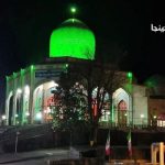 عکس از امامزاده هاشم رشت در کنار قبرستان امامزاده هاشم در شب