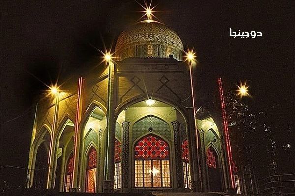 عکس بقعه امامزاده هاشم رشت در شب